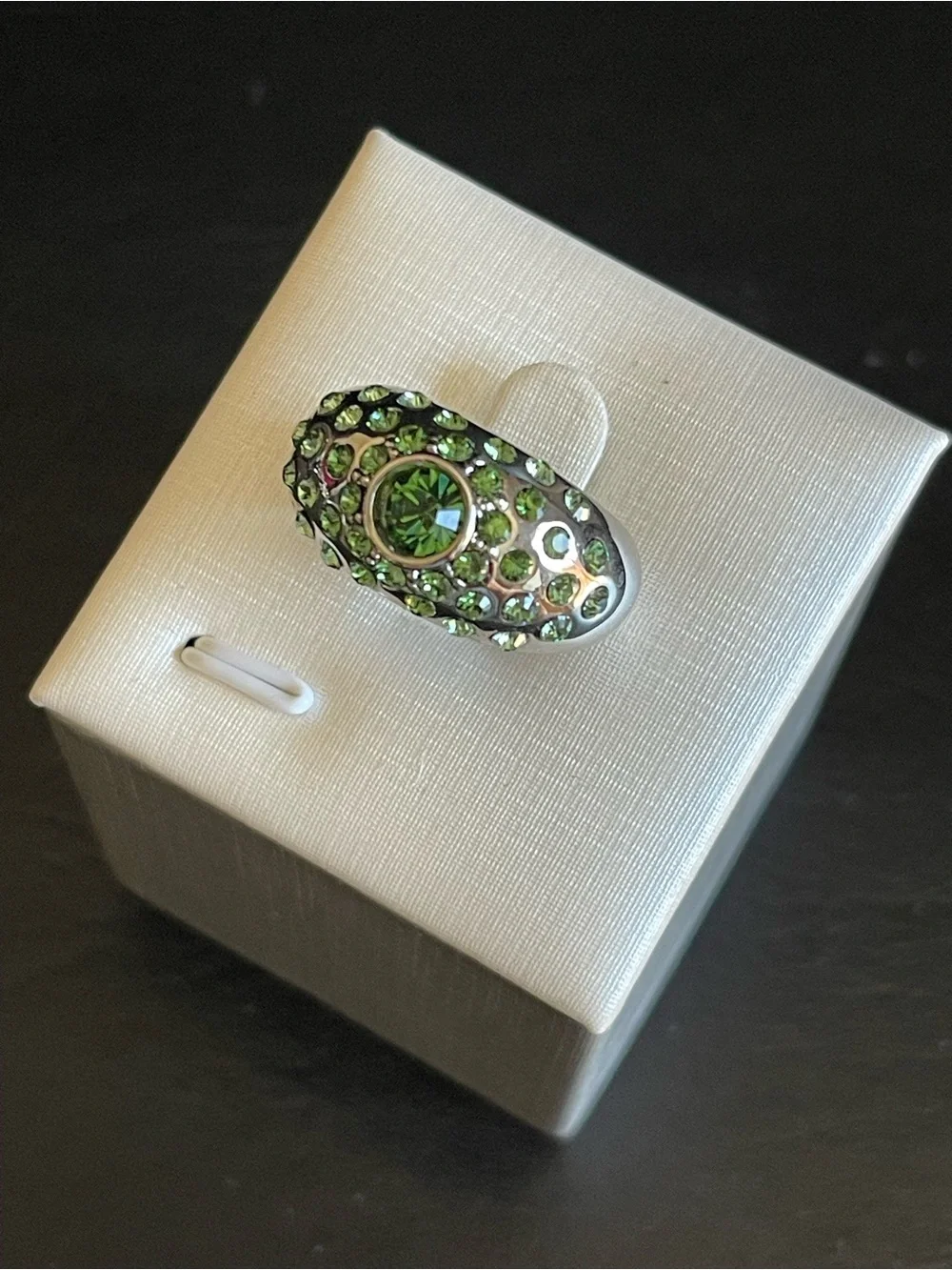 Green Crystal Cocktail dome Ring